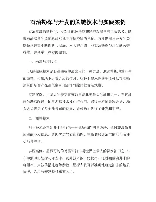 石油勘探与开发的关键技术与实践案例