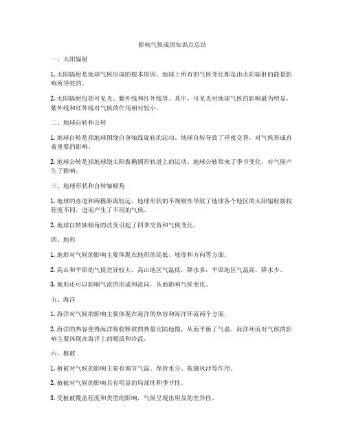 影响气候成因知识点总结