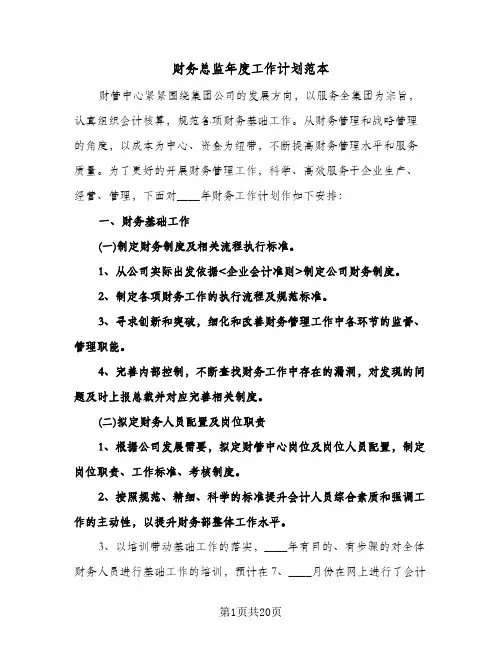 财务总监年度工作计划范本(4篇)
