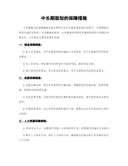 中长期规划的保障措施