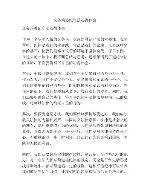 义务兵遵纪守法心得体会
