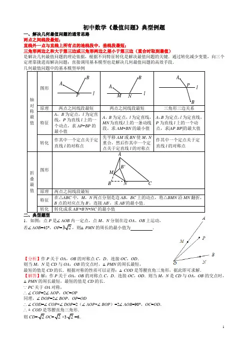 (word完整版)初中数学《最值问题》典型例题