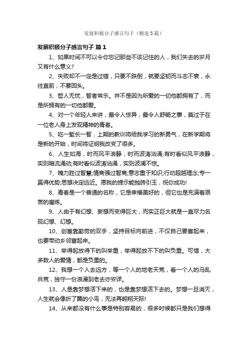 发展积极分子感言句子（精选5篇）