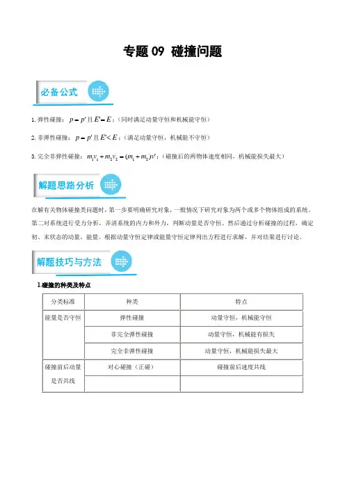 高考物理计算题专项突破专题21之09 碰撞问题(原卷版)
