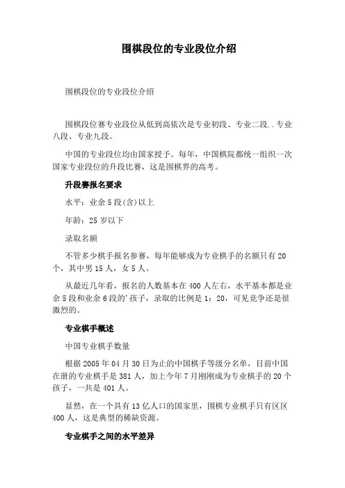 围棋段位的专业段位介绍