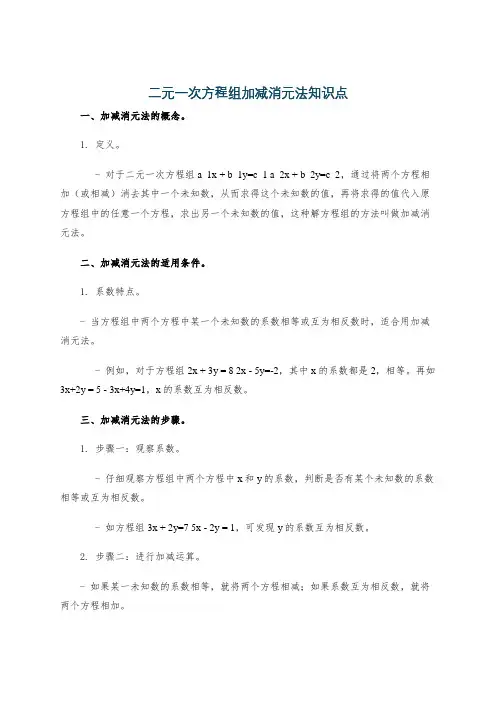 二元一次方程组加减消元法知识点