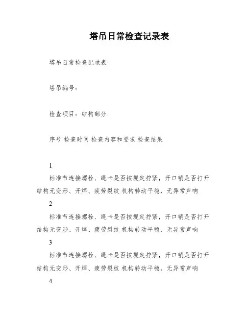 塔吊日常检查记录表