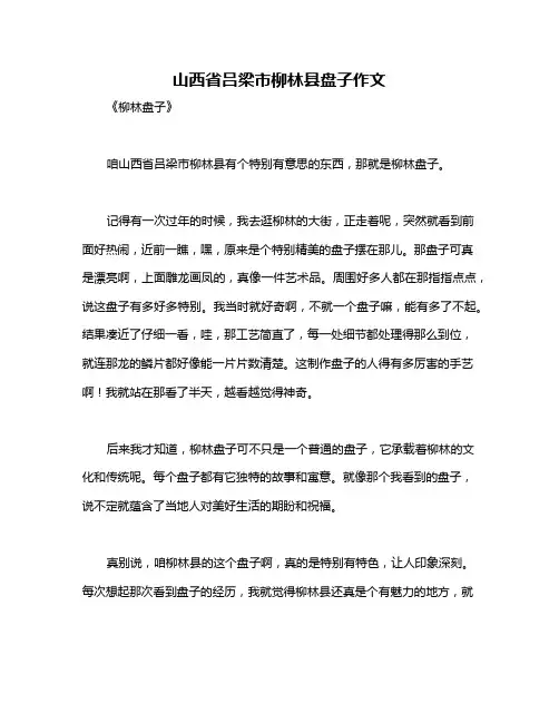 山西省吕梁市柳林县盘子作文