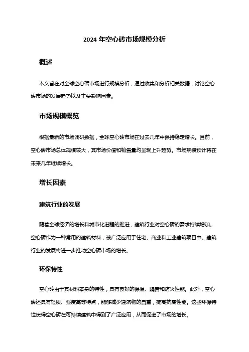 2024年空心砖市场规模分析