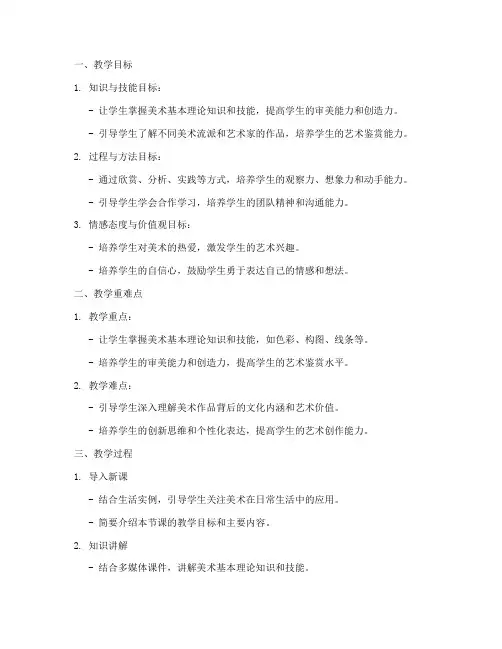 初中美术通用说课教案模板