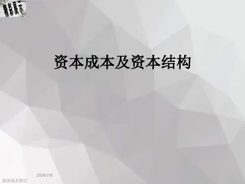 资本成本及资本结构