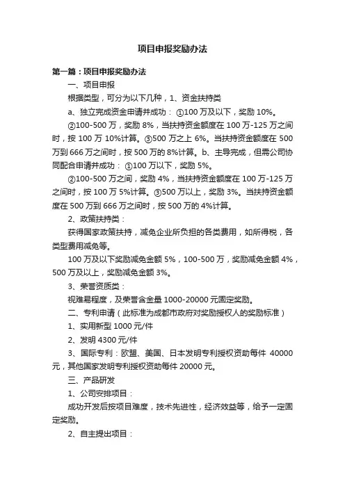 项目申报奖励办法