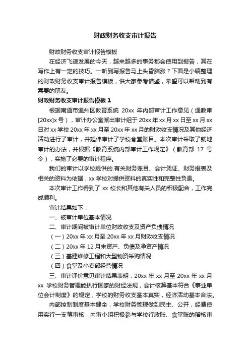 财政财务收支审计报告模板