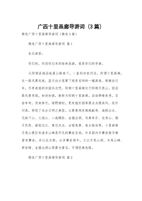 广西十里画廊导游词(3篇)