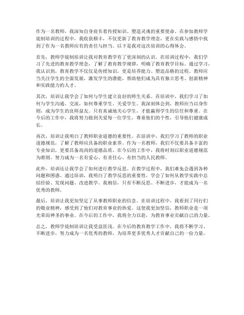 教师学徒制培训心得体会