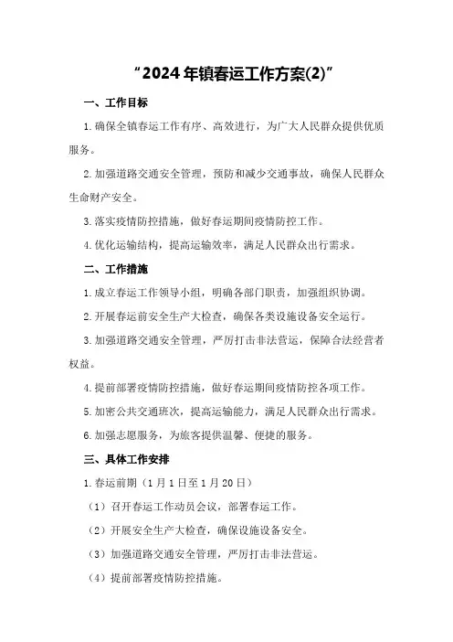 2024年镇春运工作方案
