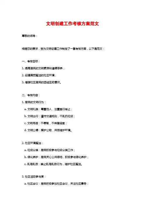 文明创建工作考核方案范文