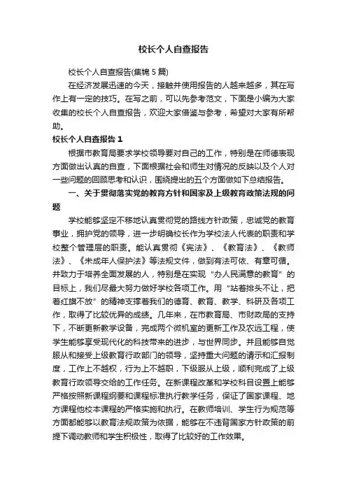 校长个人自查报告