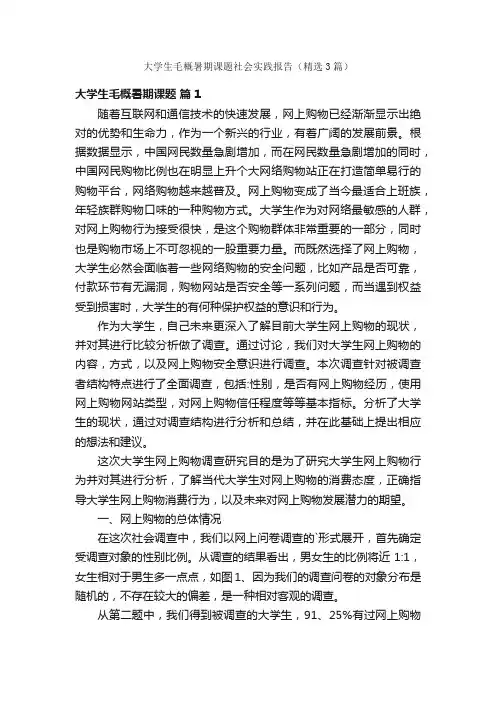 大学生毛概暑期课题社会实践报告（精选3篇）