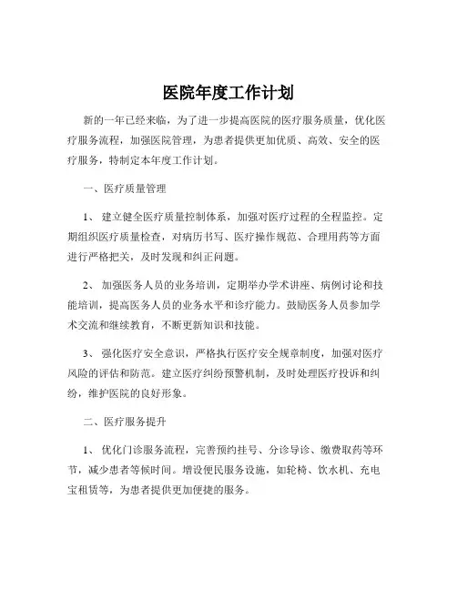 医院年度工作计划