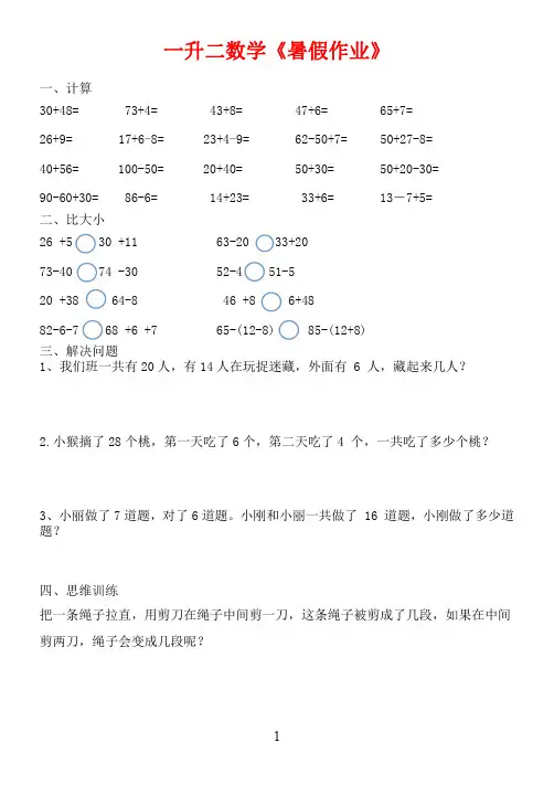 一升二数学暑假作业 (4)