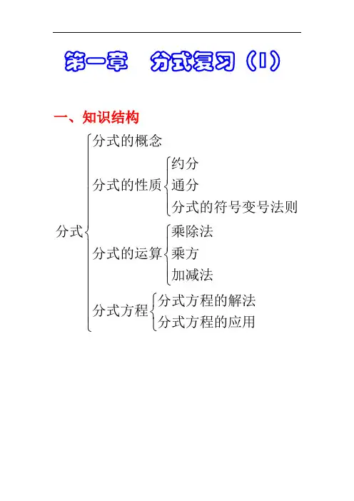 八年级上册数学-第一章分式复习(1)