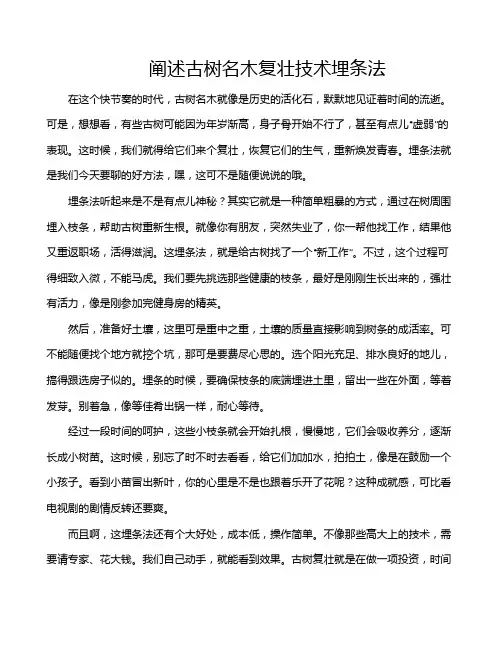 阐述古树名木复壮技术埋条法