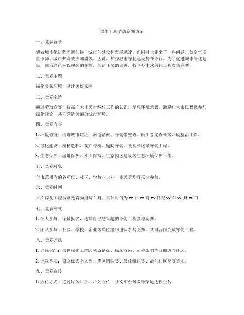 绿化工程劳动竞赛方案