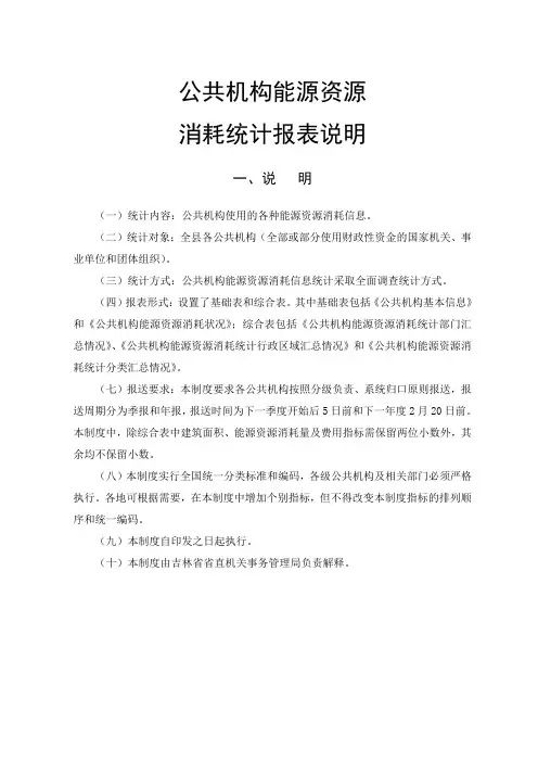 能源资源消耗统计报表说明1
