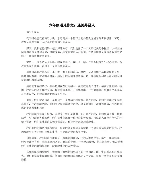 六年级遇见作文：遇见外星人