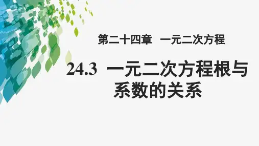 《一元二次方程根与系数的关系》PPT课件