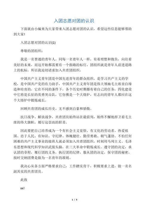 入团志愿对团的认识