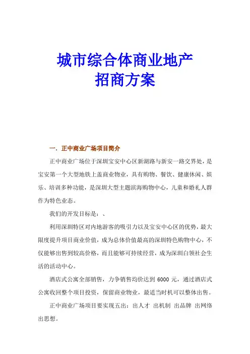 最实用深圳城市综合体商业地产招商方案与策略教学内容