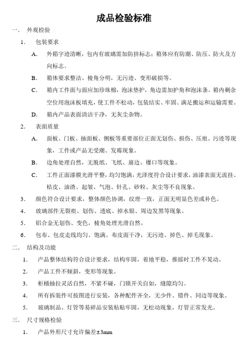 成品检验标准