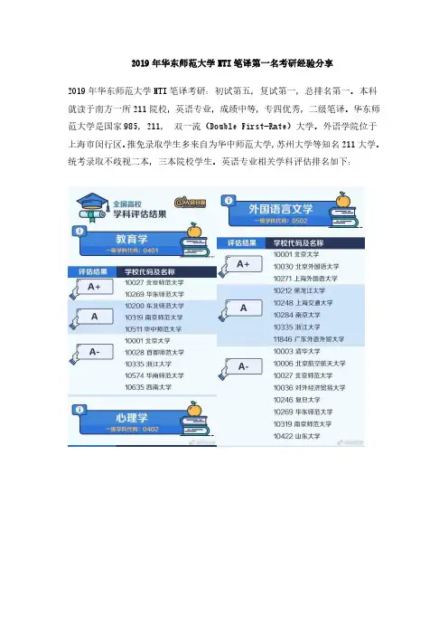 2019年华东师范大学MTI笔译第一名考研经验分享