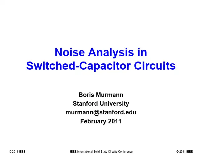 001 (ISSCC tutorial)Noise Analysis in Switched-Capacitor Circuits
