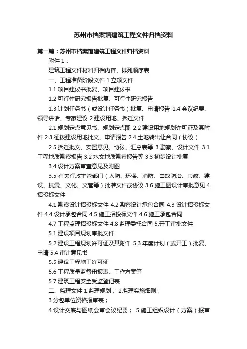 苏州市档案馆建筑工程文件归档资料