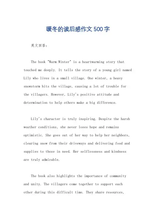 暖冬的读后感作文500字