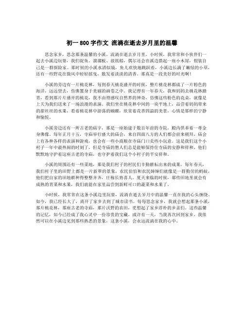 初一800字作文 流淌在逝去岁月里的温馨