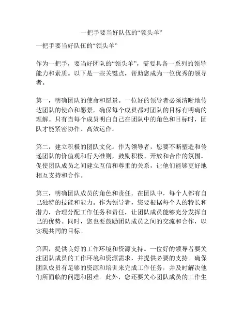 一把手要当好队伍的“领头羊”
