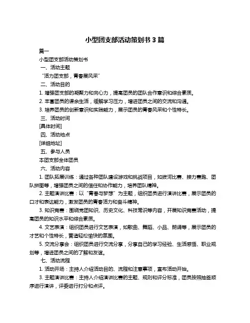 小型团支部活动策划书3篇