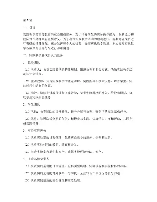 实践教学各成员任务分配(3篇)
