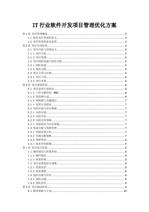 IT行业软件开发项目管理优化方案