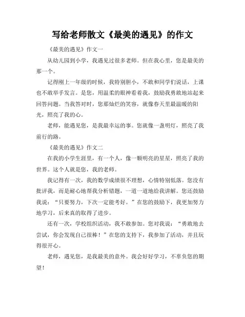 写给老师散文《最美的遇见》的作文