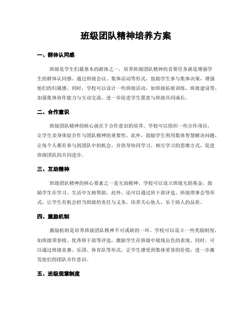 班级团队精神培养方案