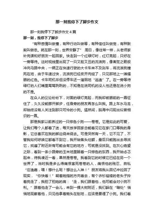 那一刻我停下了脚步作文4篇
