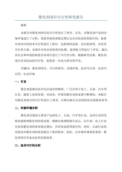 催化剂项目可行性研究报告