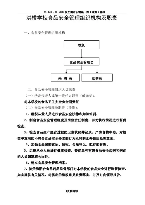 食品安全管理组织机构及职责