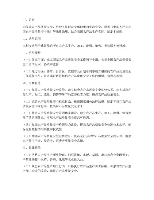 农产品保供安全管理制度
