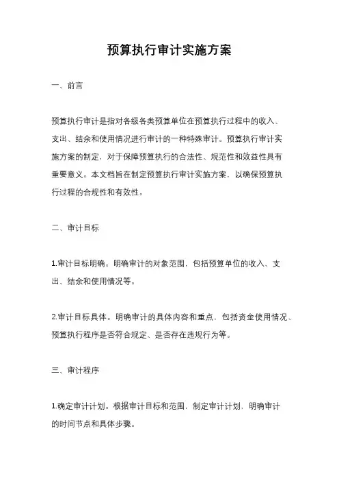 预算执行审计实施方案